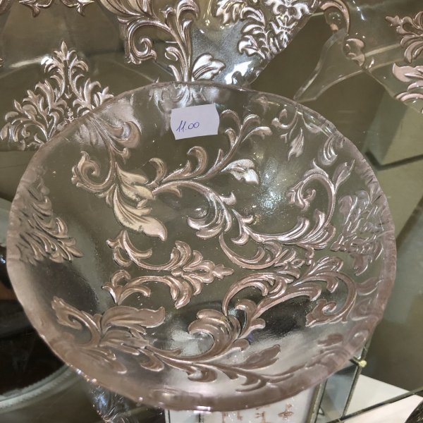 Ciotolina in vetro con decoro rosa