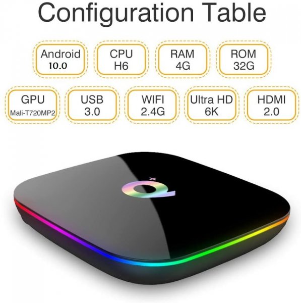 Q Plus Android 10.0 TV Box 4 GB RAM 64 GB ROM WiFi Quad-core Supporto 6K 3D / H.265 Andowl Q-s99 VEDI FILM/SPORT/ADULTI €75.00 €49.00 Q Plus Android 10.0 TV Box 4 GB RAM 64 GB ROM WiFi 2.4 GHz H6 Quad-core HDMI 2.0 Supporto 6K 3D / H.265 Andowl Q-s99