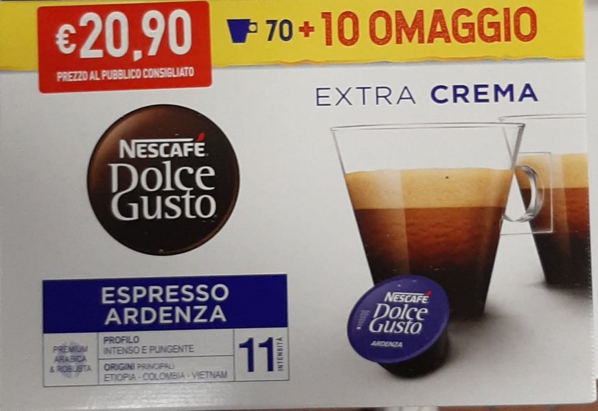 NESCAFÉ - DOLCE GUSTO - ESPRESSO ARDENZA - 70 CAPS + 10 OMAGGIO