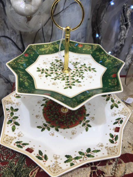 Alzata in porcellana decorazione natalizia