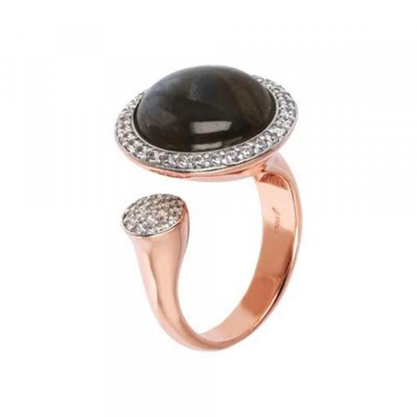 ANELLO CON GRANATO E CRISTALLI