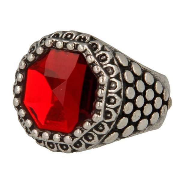 Anello Puntinato con Pietra Ottagonale rossa € 48,00