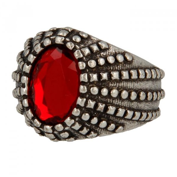 Anello Puntinato con Pietra Ovale Rossa € 48,00
