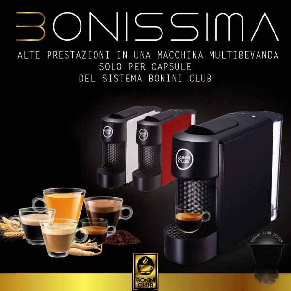 MACCHINA CAFFE' BONISSIMA SUPER AUTOMATICA DA 20 BAR CON 250 CAPSULE CAFFE'