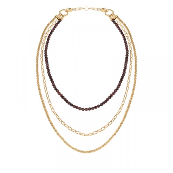 BREIL COLLANA IN IP GOLD E GRANATI ROSSI € 79,90