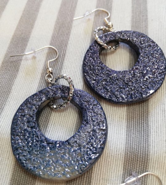 ORECCHINI CERAMICA TONDO BLU