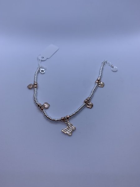 BRACCIALE IN ARGENTO CON FARFALLA E CUORI