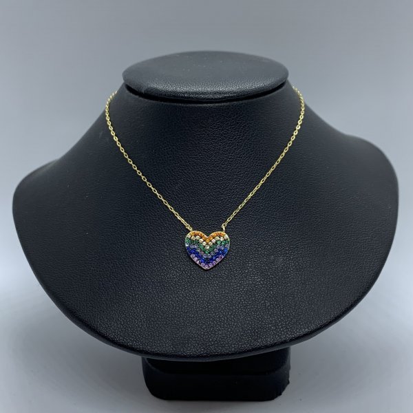 COLLANA CON CUORE ARCOBALENO