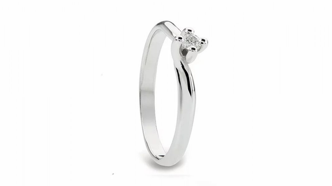 SOLITARIO IN ORO 18KT CON DIAMANTE ACCRESCIUTO CERTIFICATO € 350,00