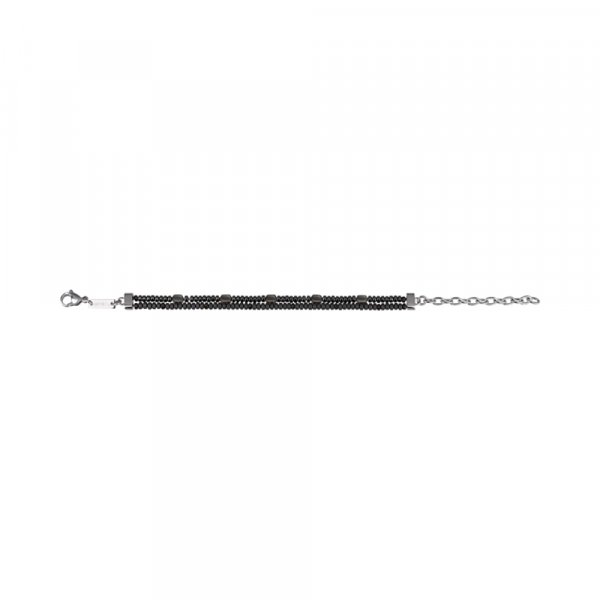 BRACCIALE BLEND A DUE FILI IN EMATITE E ACCIAIO IP GUN