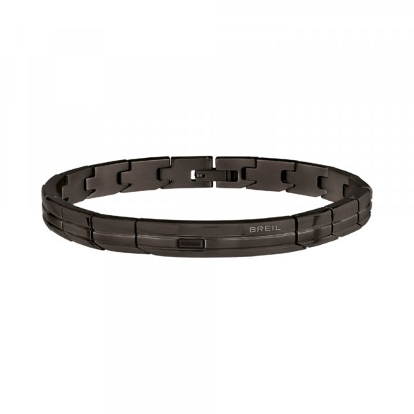 BRACCIALE UOMO IP GUN E CRISTALLO NERO
