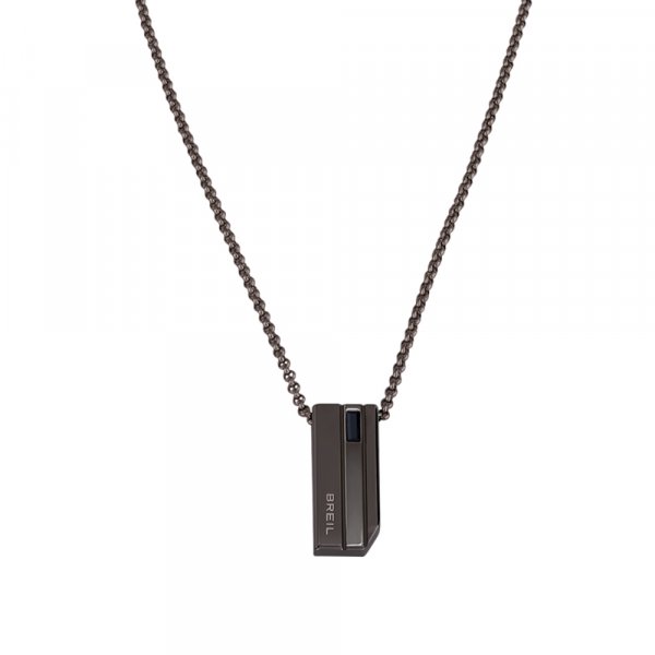 COLLANA IN ACCIAIO IP GUN CON CRISTALLO NERO