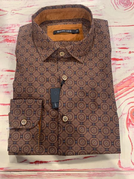 Camicia fantasia marrone