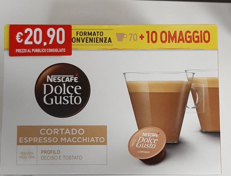 NESCAFÉ - DOLCE GUSTO - CORTADO - ESPRESSO MACCHIATO - 70 CAPS + 10 OMAGGIO