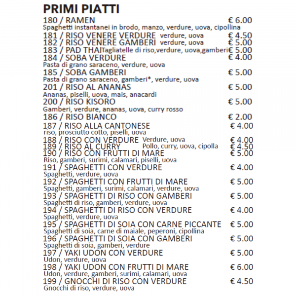 Primi piatti - Riso - Spaghetti